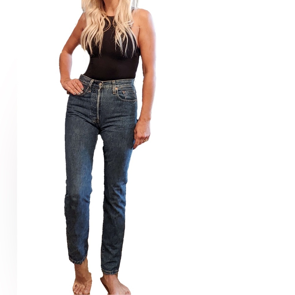 Levi's 501 high-waisted button fly straight leg jeans